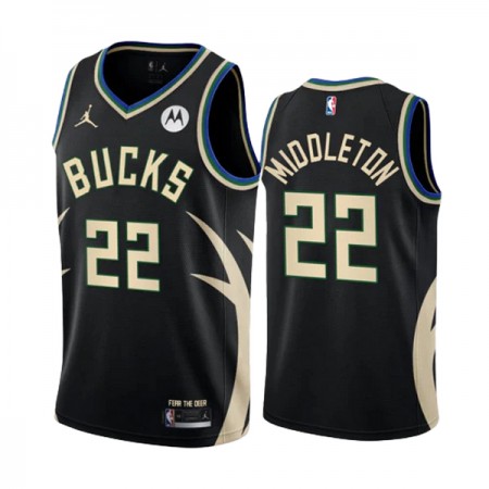 Dres Milwaukee Bucks Khris Middleton 22 Jordan 2022-23 Statement Edition Crno Swingman